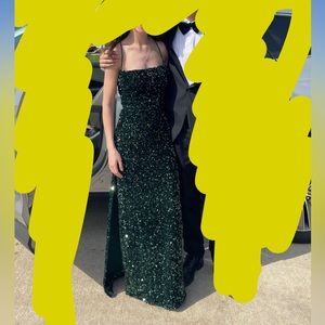 Dark Green Lucy in the Sky Sequin Maxi Prom Dress